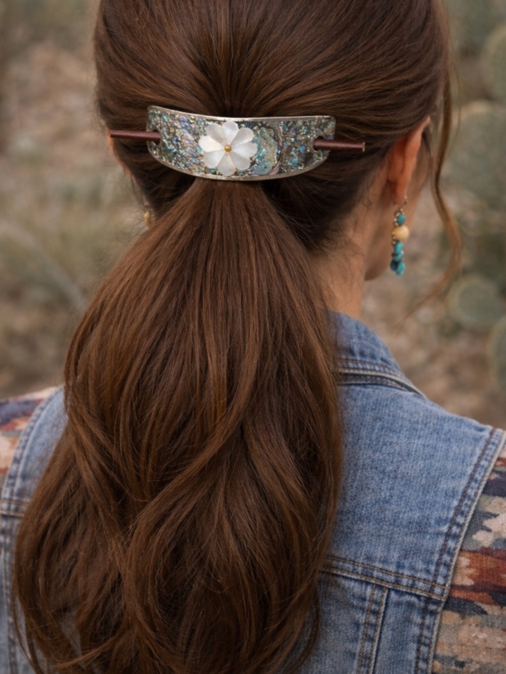 Vintage Abalone Shell & MOP Inlay Hair Barrette